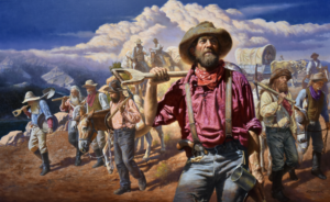 Alfredo Rodriguez To the Diggings, Gold Rush 1849 2022, Oil on linen, 30 x 48 in.