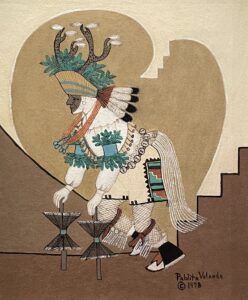Pablia Velarde Pueblo (1918-2006), "Deer Dancer", 1978, Earth and Minerals on Board. Gift of the Jack and Valerie Guenther Foundation